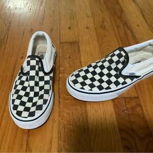 Vans Girls Boys Black and White Checkered Slip-On Sneakers Size 4.5